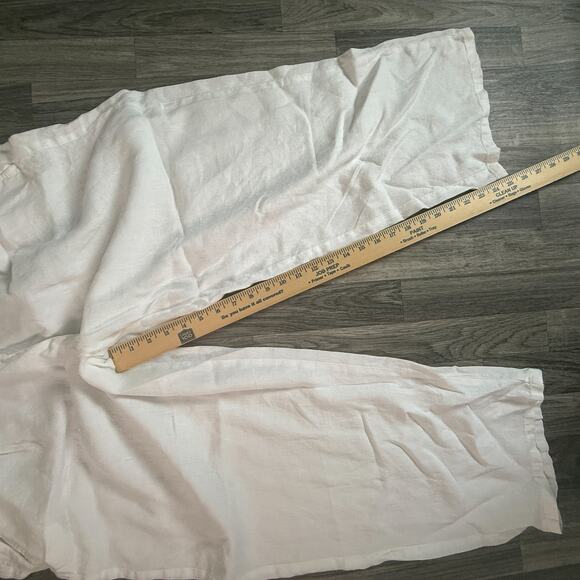 Eileen Fisher White 100% Organic Linen Pull-On Pants Elastic Waist Women - Picture 5 of 8